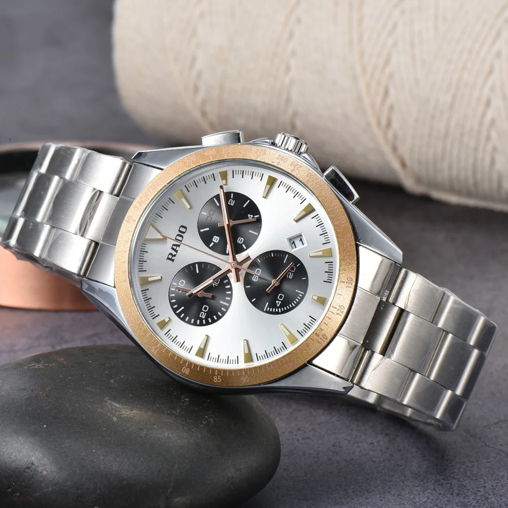 

Hot Rado Original Brand Watches For Mens Luxury Multifunction Automatic Date Watch Business Full Steel Chronograph AAA Clocks