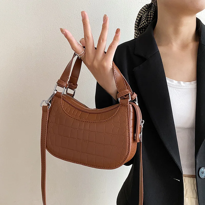 

2023 New Bright Colour Stone Pattern Leather Women's Handbag Designer Spring Ladies Shoulder Crossbody Bag Sac A Main Femme