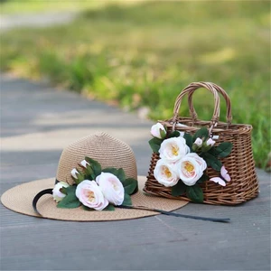 Соломенные сумки, сумки с красивыми цветами, Женская плетеная Сумка из ротанга, летняя сумка для путешествий, отпуска, свадьбы, медового месяца, сумки для невесты