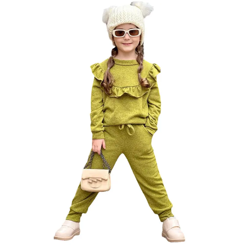 

Autumn 2022 Girls Clothes Outfits Ruffle Long Sleeve Shirts+Casual Sportwear Pants 2pcs/set Children Winter Clothing For Girl 8Y