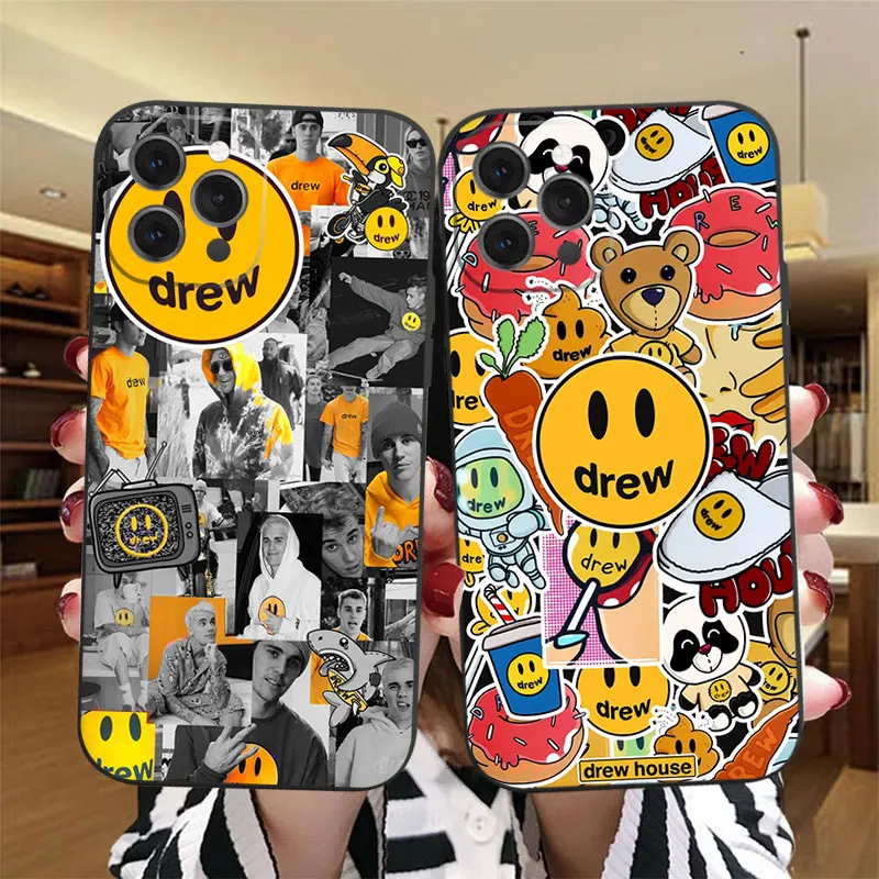 

Luxury brand Justin Bieber drew house black Soft cover case for iphones 13 Pro Max 11 Pro Max 6s 6 7 8 Plus XS Max XR X 12 Mini