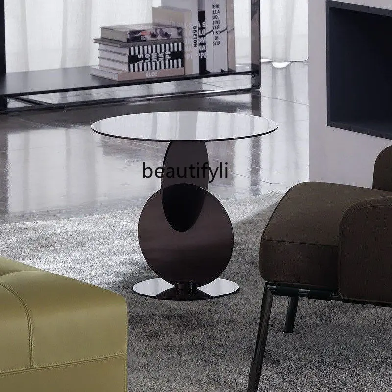 

zq Sofa Side Table Marble Metal Small Table Circle and Creative Nordic Living Room Bedroom Table
