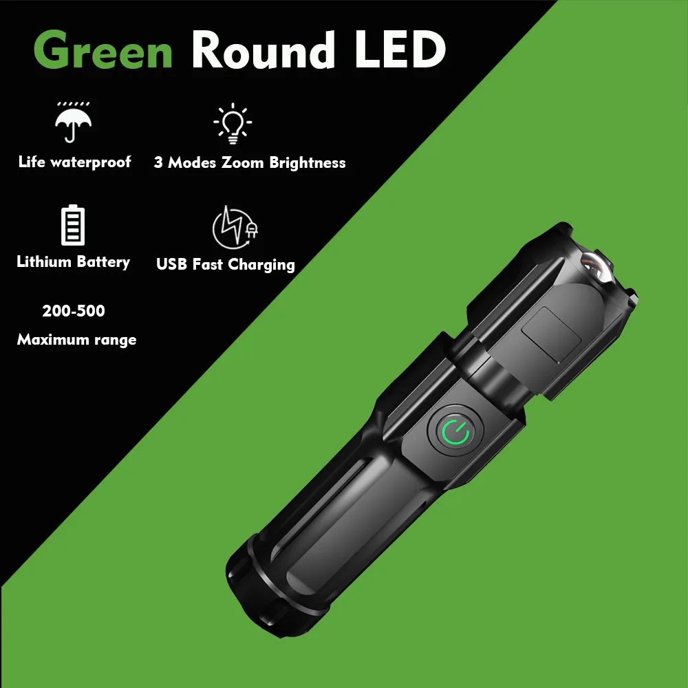 

Портативный светодиодный фонарик, ультраярфонарь онарик, масштабируемый, 3 режима освещения, многофункциональный, зарядка через USB, для при...