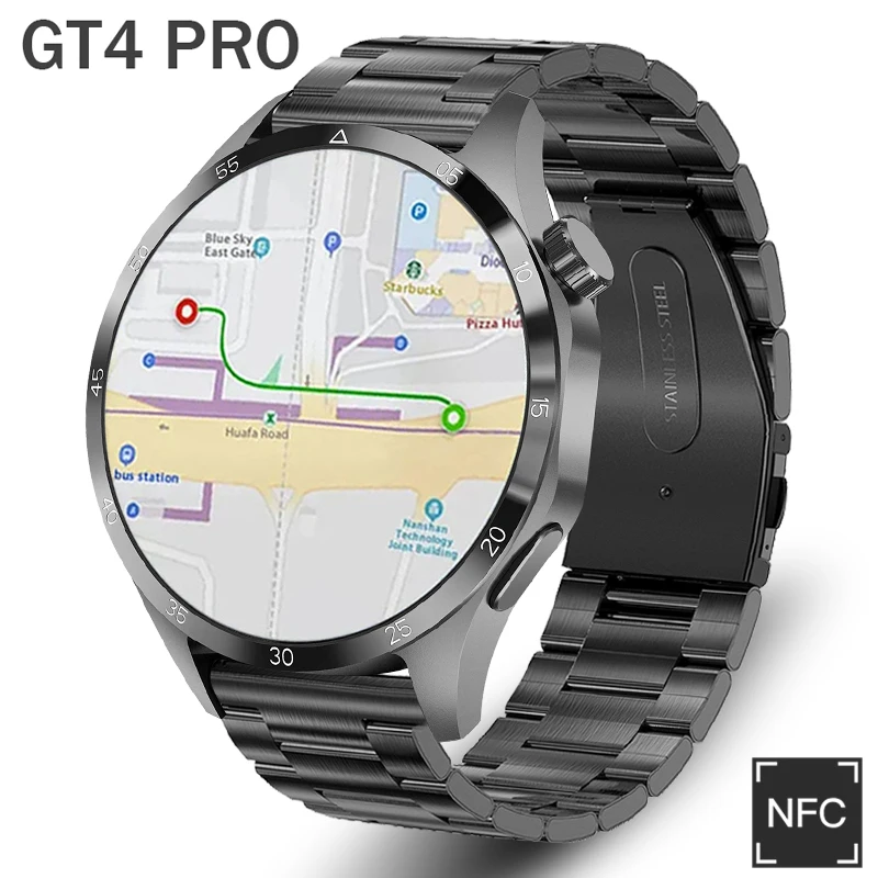 

For HUAWEI GT4 pro GPS Smart watch men fitness tracker AMOLED always show HD Screen NFC BT Call Smartwatch IP68 waterproof mens