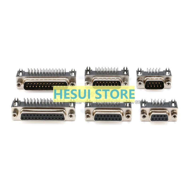 DR9/15/25 Вилка-розетка папа/гнездо 9/15/25 жил/параллельный порт изогнутая на 90