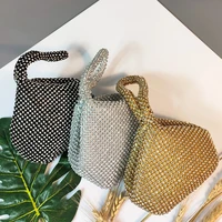 diamond studded triangle portable dinner party fashion niche portable soft luxury handbags women bags designer gold clutch bag