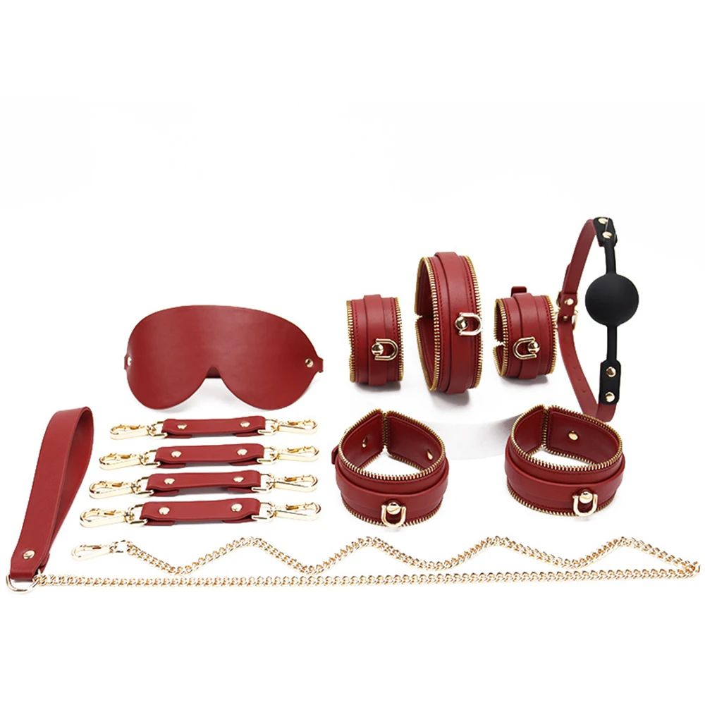 

7PCS Bondage Kit BDSM Bed Restraints Adult Games Erotic Couples Sexual Handcuffs Nipple Clamps Whip Rope Sex Toys for