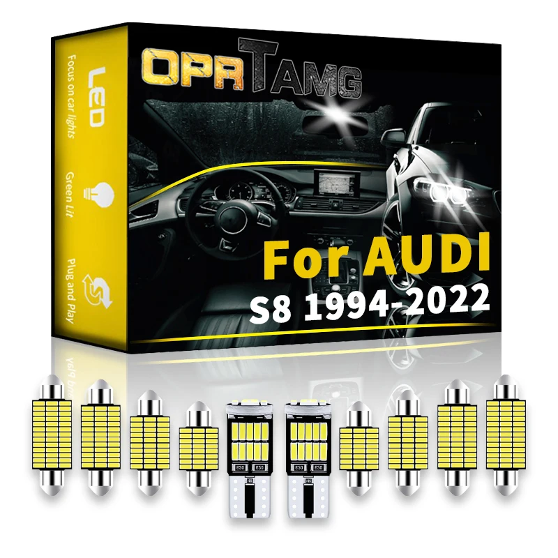 

OPRTAMG For AUDI S8 1994-2022 2004 2006 2008 2010 2020 W5W LED Canbus T10 Car Lights Auto License Plate Lamp Dome Read Light