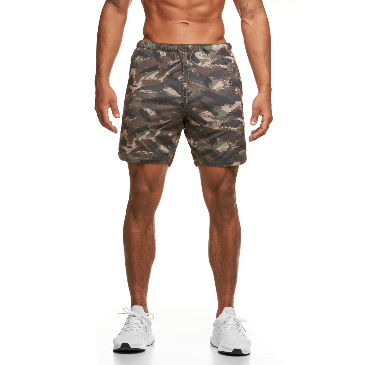 

Fitness dog new camouflage sports shorts men's stretch quick-drying breathable pants running squat training pants