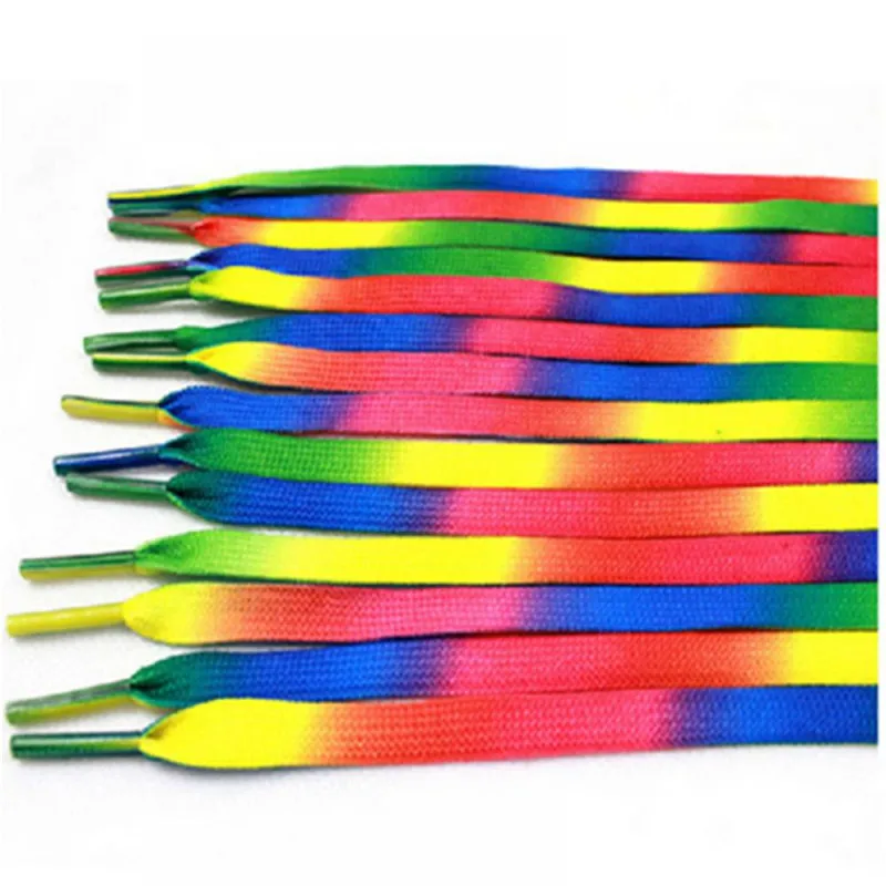 

Fashion Colorful Laces Rainbow Shoe laces Gradient Print Flat Shoelace Casual Chromatic Colour Sneaker Shoelaces 110CM Strings
