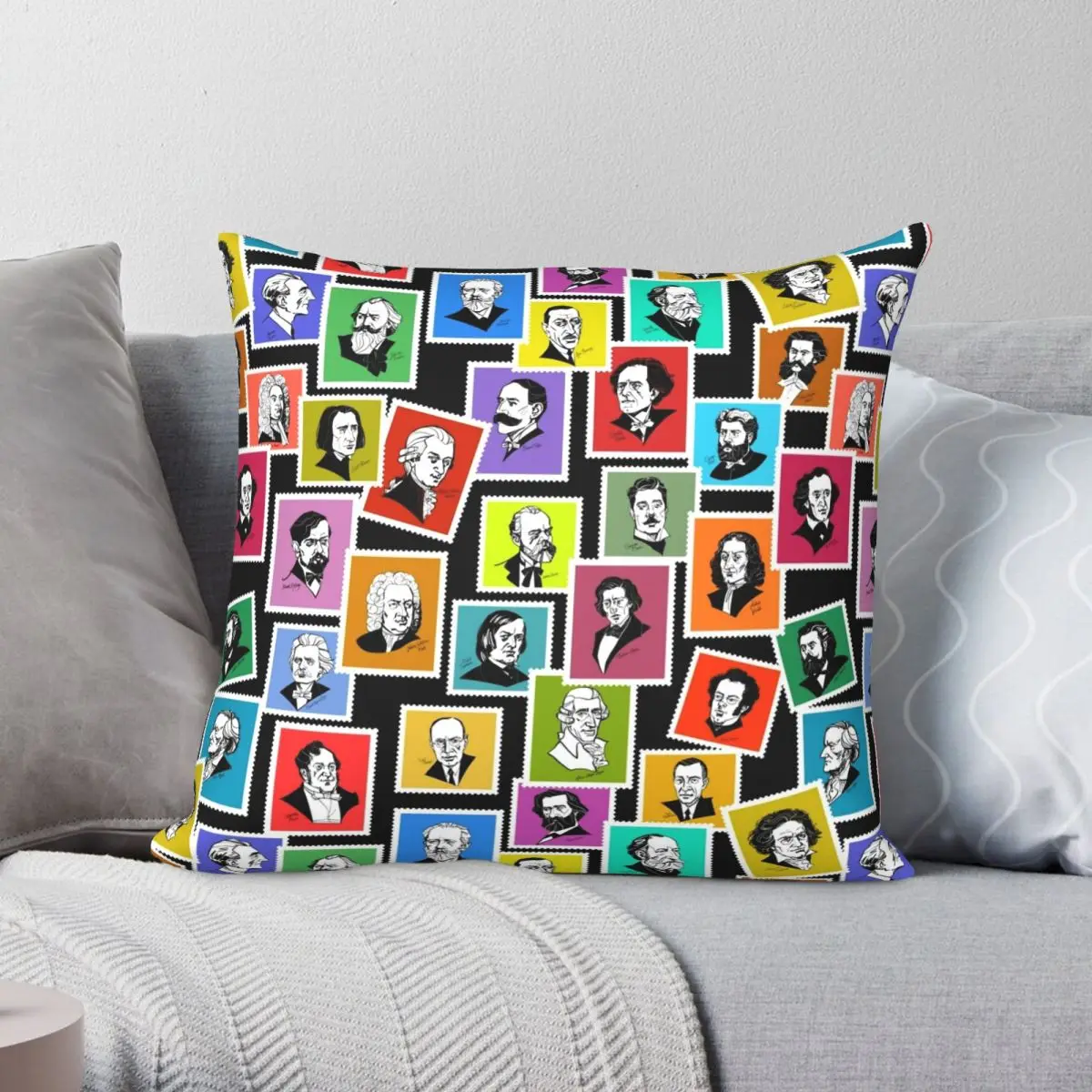 

Portraits Of The Greatest Composers Pillowcase Polyester Linen Velvet Printed Zip Decor Throw Pillow Case Home Cushion Cover 18"