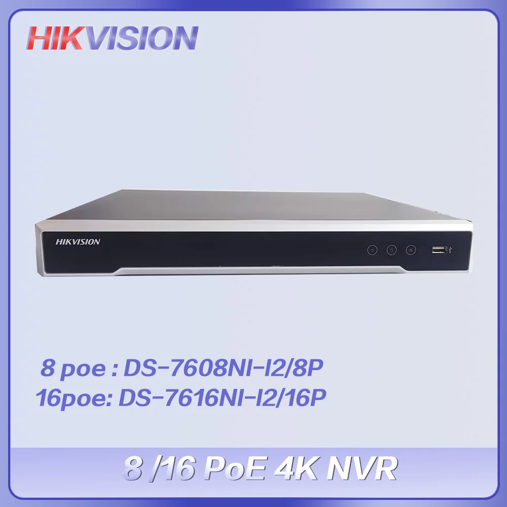 

Hikvision NVR 8Ch/16Ch 8PoE/16PoE 1U DS-7608NI-I2/8P DS-7616NI-I2/16P 4K Network Video Recorder