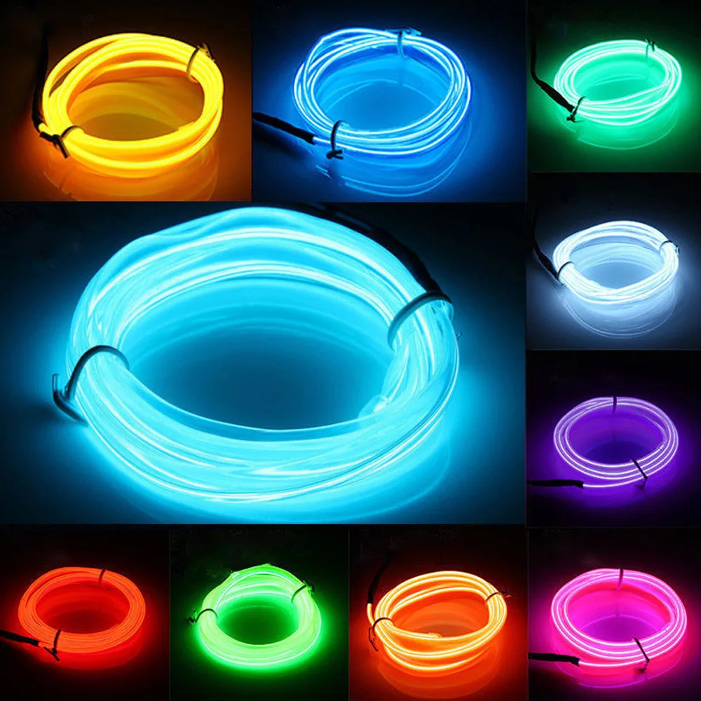 

1M/2M/3M/5M Car Interior Lighting LED Strips Decoration Lamps EL Wiring Neon Flexible Light Auto DIY Atmosphere RopeTube Line