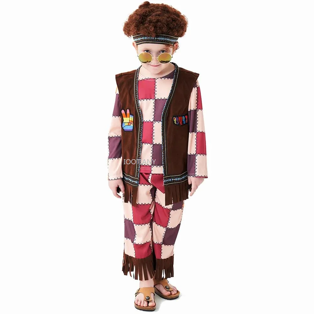 День защиты детей клетчатая одежда в стиле хип-хоп детские костюмы ретро 1970-х