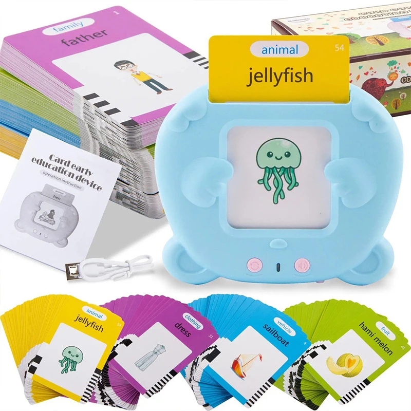

Talking Flash Cards Early Educational Toys Baby Boys Girls Preschool English Spanish Learning Reading Machine Interactive Gift