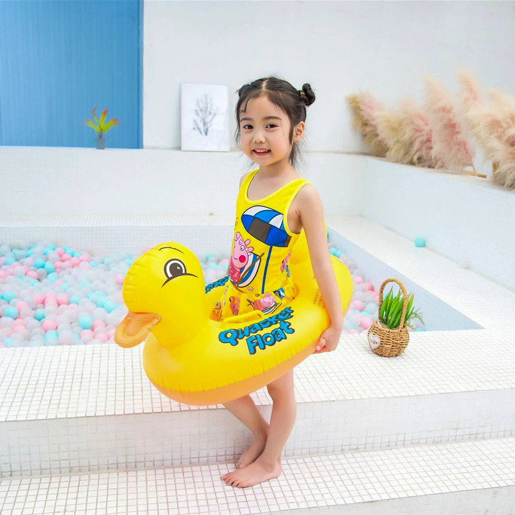 

Kids Swimming Seat Rings with Handle PVC Inflatable Duck Float Safety Water Toys Water Fun Pool Toys for Children