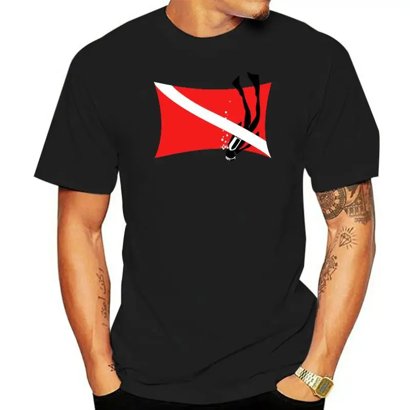 

Simple Short-Sleeved Cotton T-Shirt Scuba Diver Flag Diver Adult T-shirt Tshirt Tee O-Neck T Shirt Men