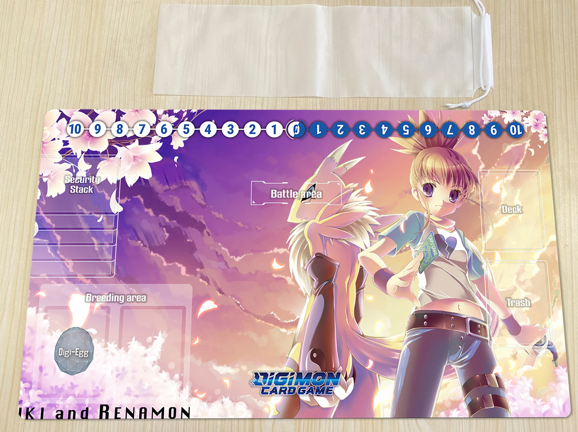 

Digimon Playmat Makino Ruki Renamon DTCG CCG Board Game Mat Trading Card Game Mat Anime Mouse Pad Custom Rubber Desk Mat & Bag