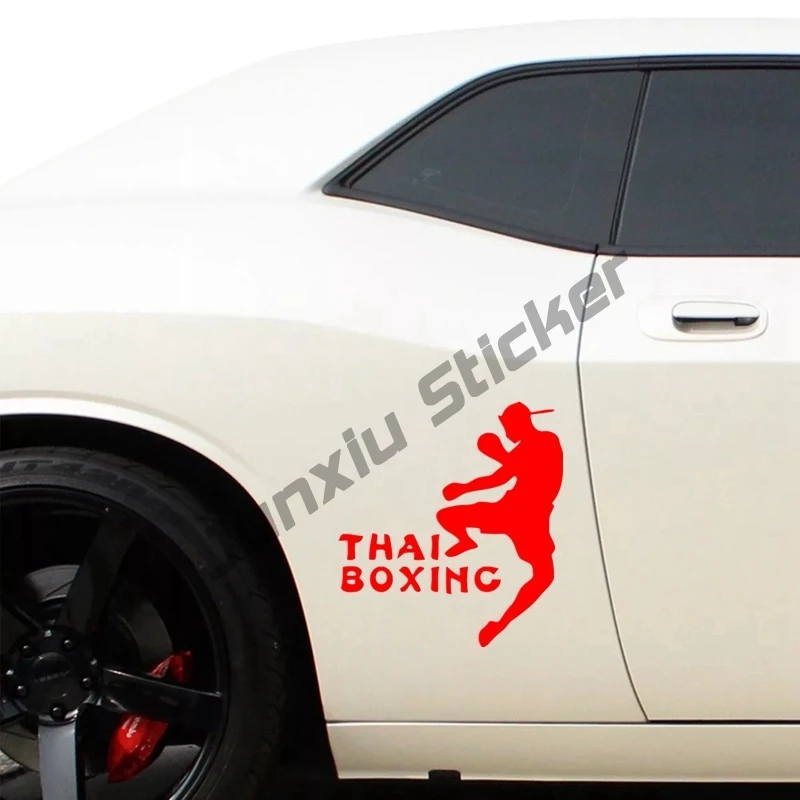 

Thai Boxing Vinyl Reflective Cover Scratches Car-Stickers and Decals Fashion Car Accessories for Window Trunk Bumper KK15*14cm