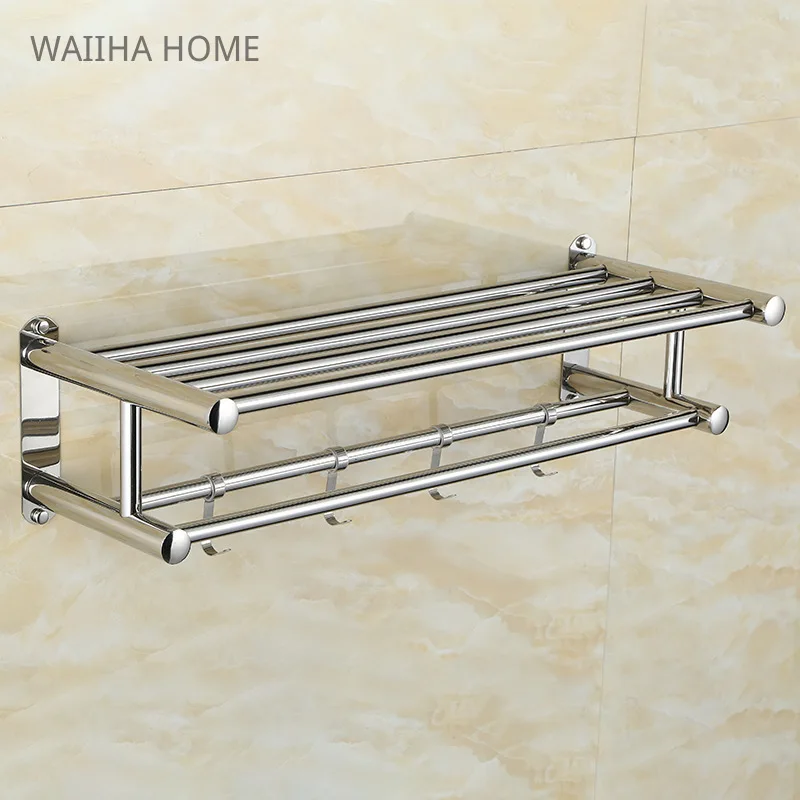 Bars With Hooks Hanging Rod Holder Wall Mount Hanger Towel R