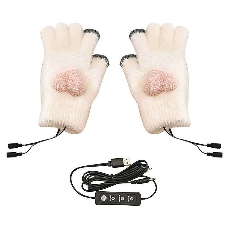 

USB Heated Gloves Men Women Winter All Fingers Electric Heated Gloves Washable For Indoor Or Outdoor Warm Mitten