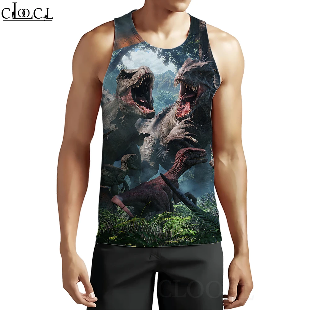 

CLOOCL Men Tank Tops Animal Dinosaur 3D Graphics Vest Harajuku Style Streetwear Fashion Outdoor Fitness Sleeveless Pullover Tops