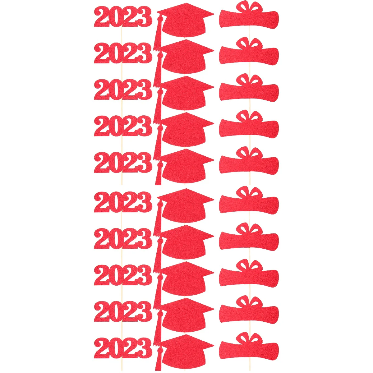 

10 Bags Graduation Vase Plugin Red Decor Party Centerpiece Label Decorations Wooden Ornament Flower Sticks Season Gnome