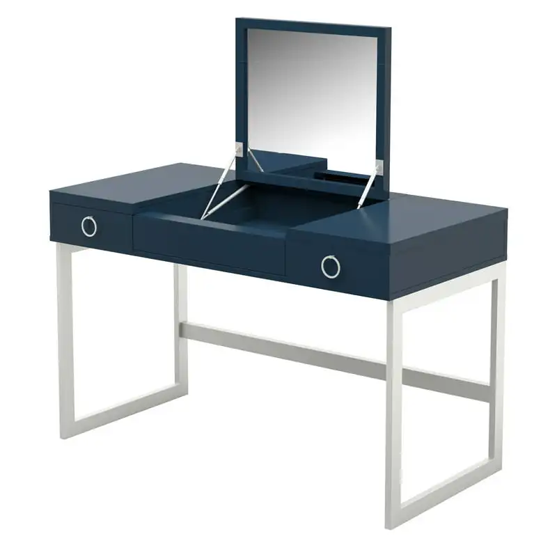 

Vanity with Hideaway Mirror and Drawers in Fontana Blue