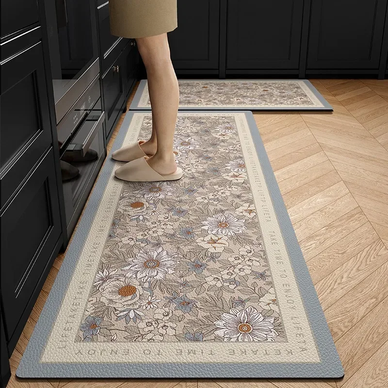 American Light Luxury Kitchen Floor Mat Oil-proof Waterproof Pvc Carpet Dirt-resistant Balcony Printed Alfombra 주방 카펫