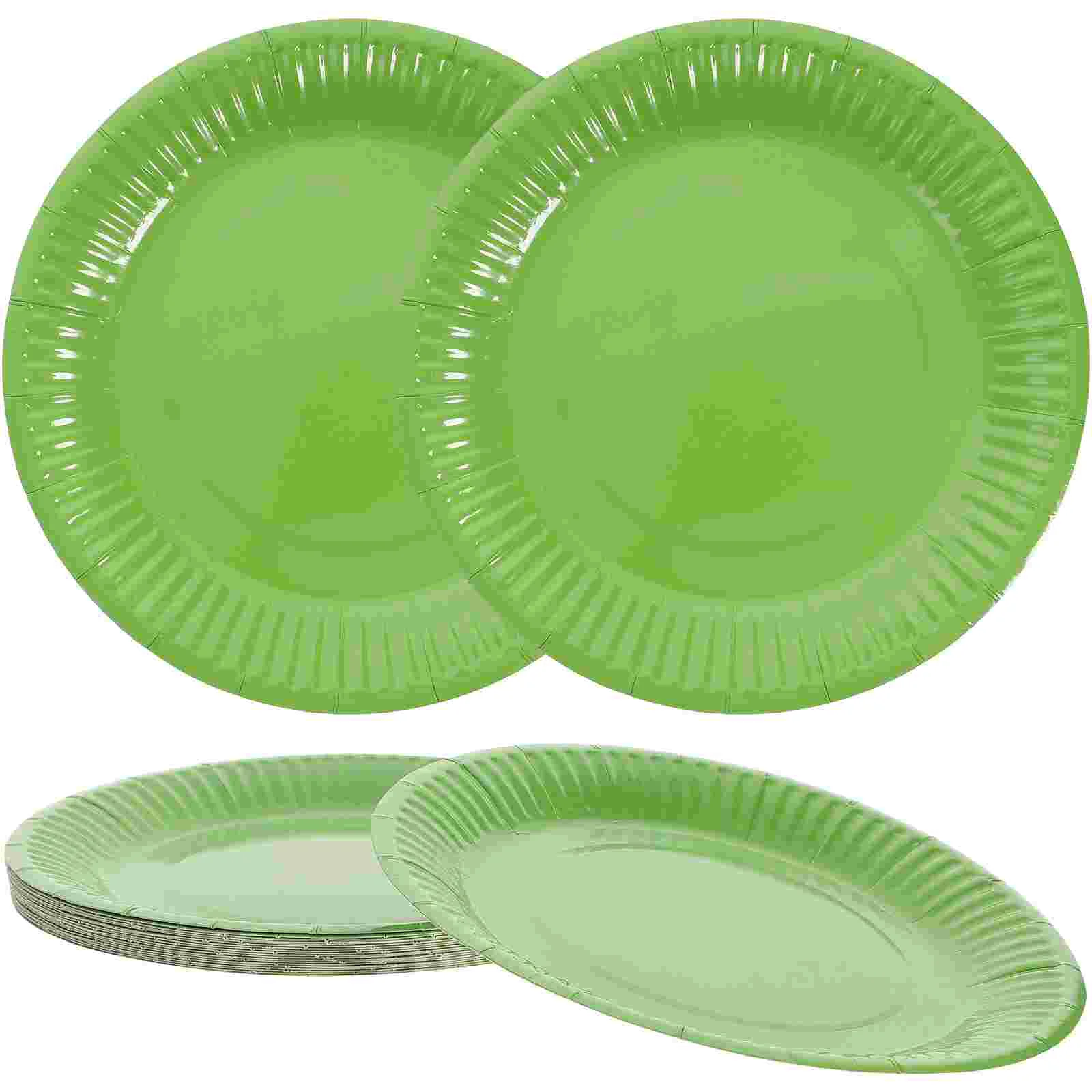 

20 Pcs Party Paper Plate Decorative Sheet Tray Green Paper Plate for Banquet Party Friends