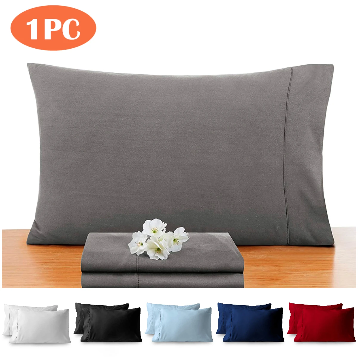 Standard/Queen/King Envelope Pillowcase Solid Pure Color Thick Cotton Polyester Bedding Pillows Case Ultra Soft Sleep Pillowcase