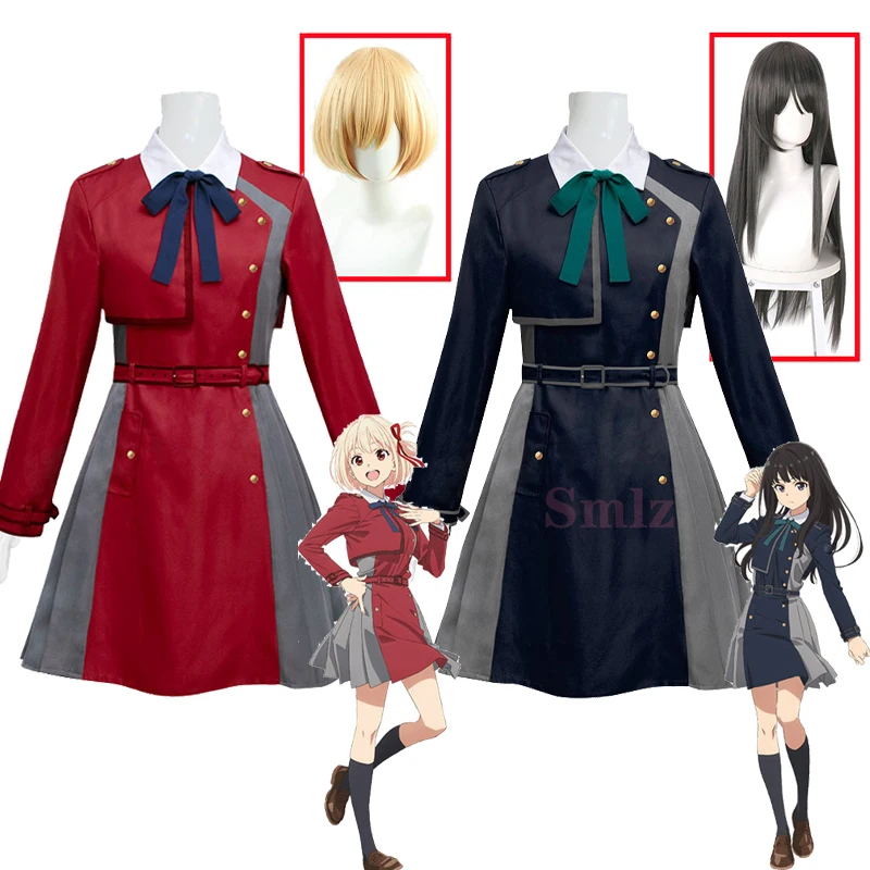 

Anime Lycoris Recoil Cosplay Costume Nishikigi Chisato Cosplay Inoue Takina cosplay Women Shirts Dress Uniform wig party set