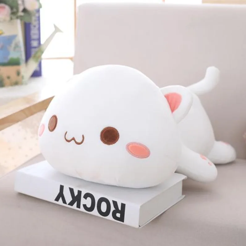 

Kawaii White Cat Doll Stuffed Animal Plushie Cute Cat Room Decor Soft Baby Sleep Doll Birthday Gift