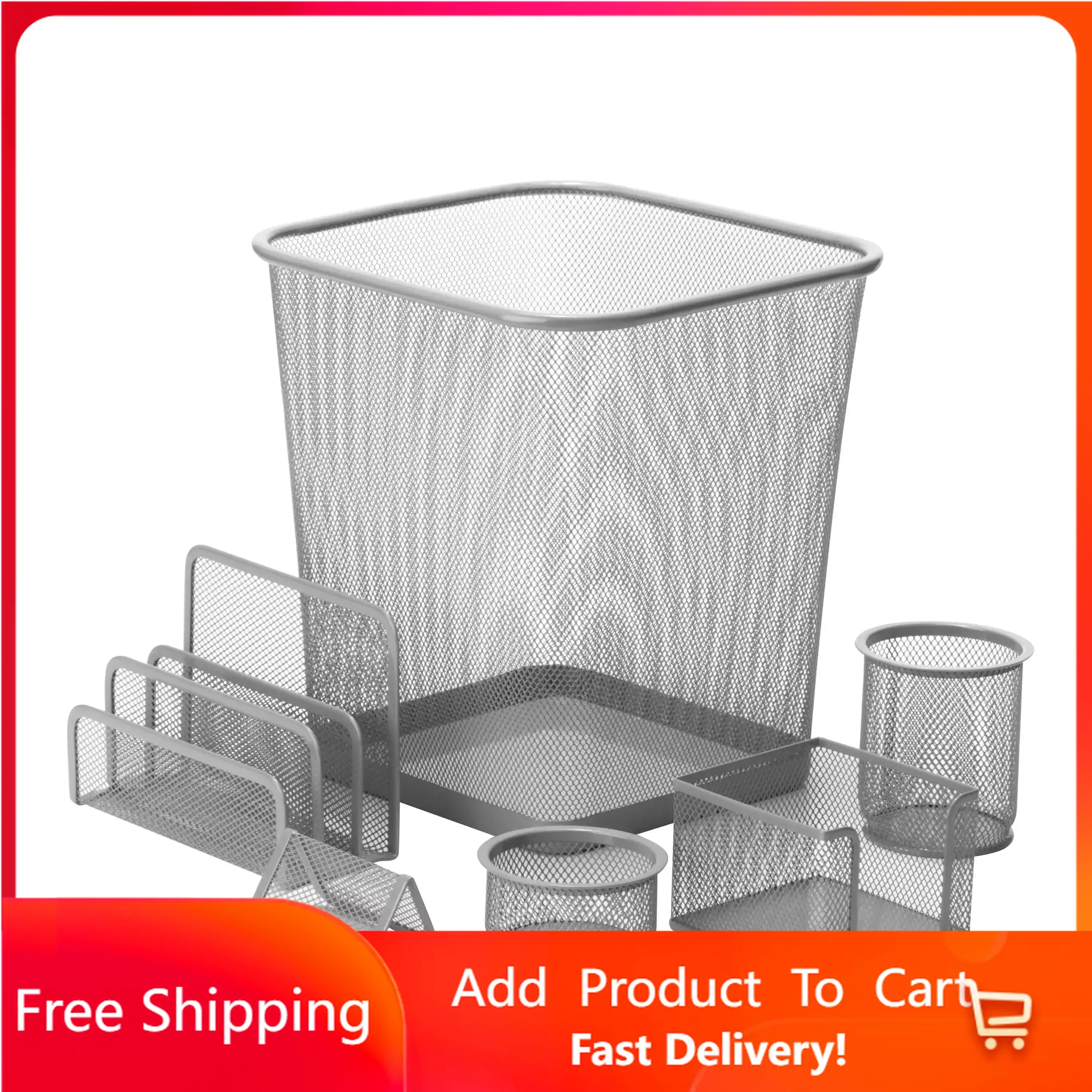 

Набор из 6 предметов, серебристый Настольный органайзер, офисные принадлежности, настольные аксессуары, домашняя организация и хранение, быстрая доставка