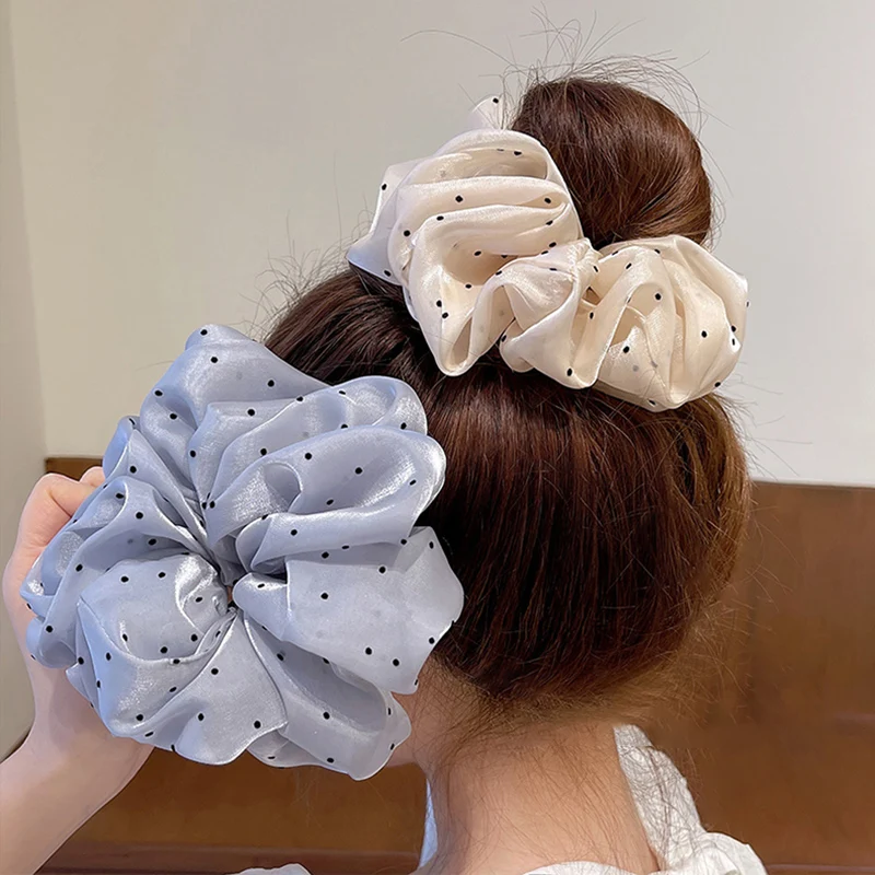 

Large Organza Scrunchies Polka Dot Net Yarn Hair Rope for Women Girls Oversize Hair Scrunchie Spring Hair Accessories