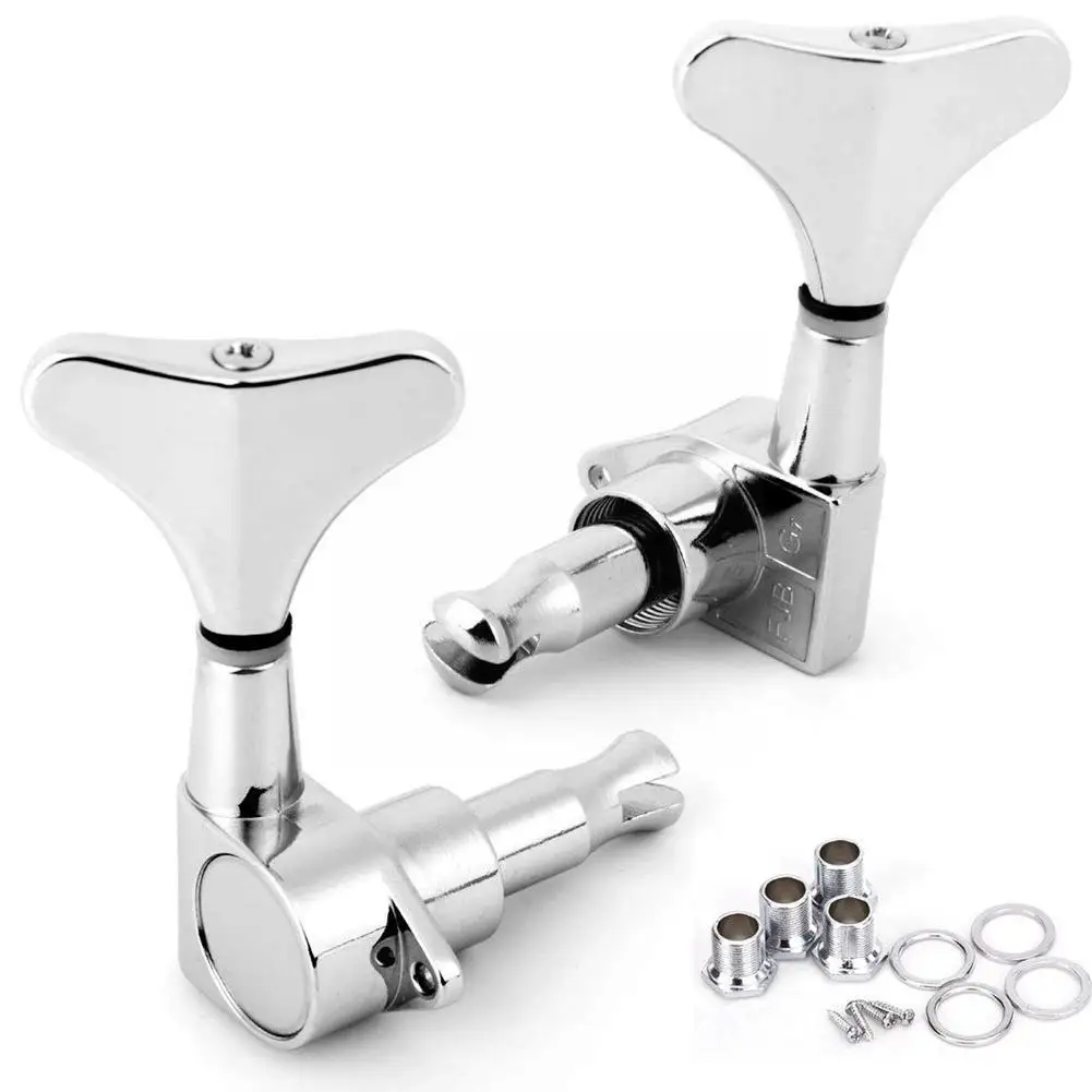 

New Chrome Guitar Sealed Tuners Tuning Pegs Machine Heads 2R2L For 4 String Bass Guitar-Bass Tuners N0X6