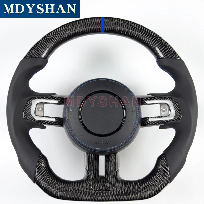 

Real глянцевый черный углеродное волокно рулевое колесо NAPA кожа для Ford Mustang 2015 2016 2017 2018 2019 2020 2021 2022 индивидуальный стиль