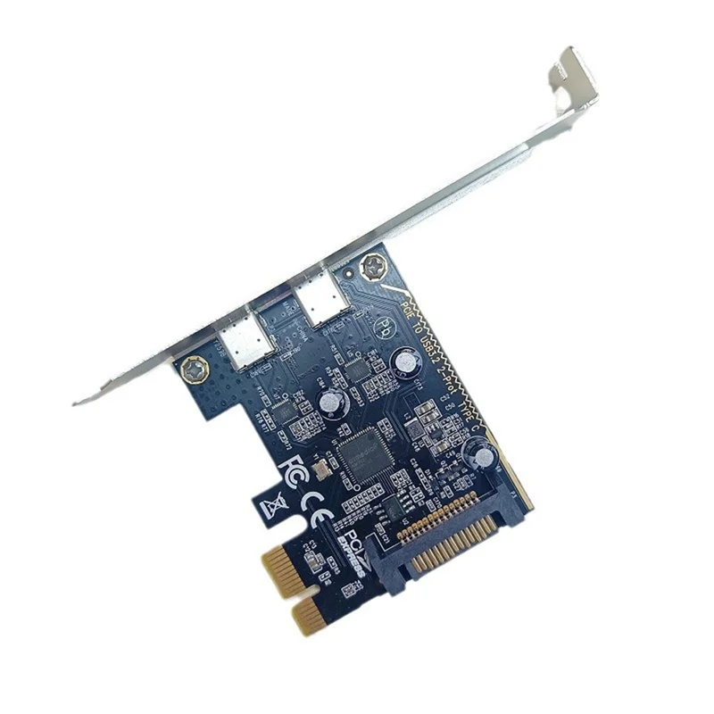 Фото Настольная материнская плата Карта адаптера PCI-E к Type-C Двухпортовая плата расширения Type-C с использованием хост-карты ASM1042 №2