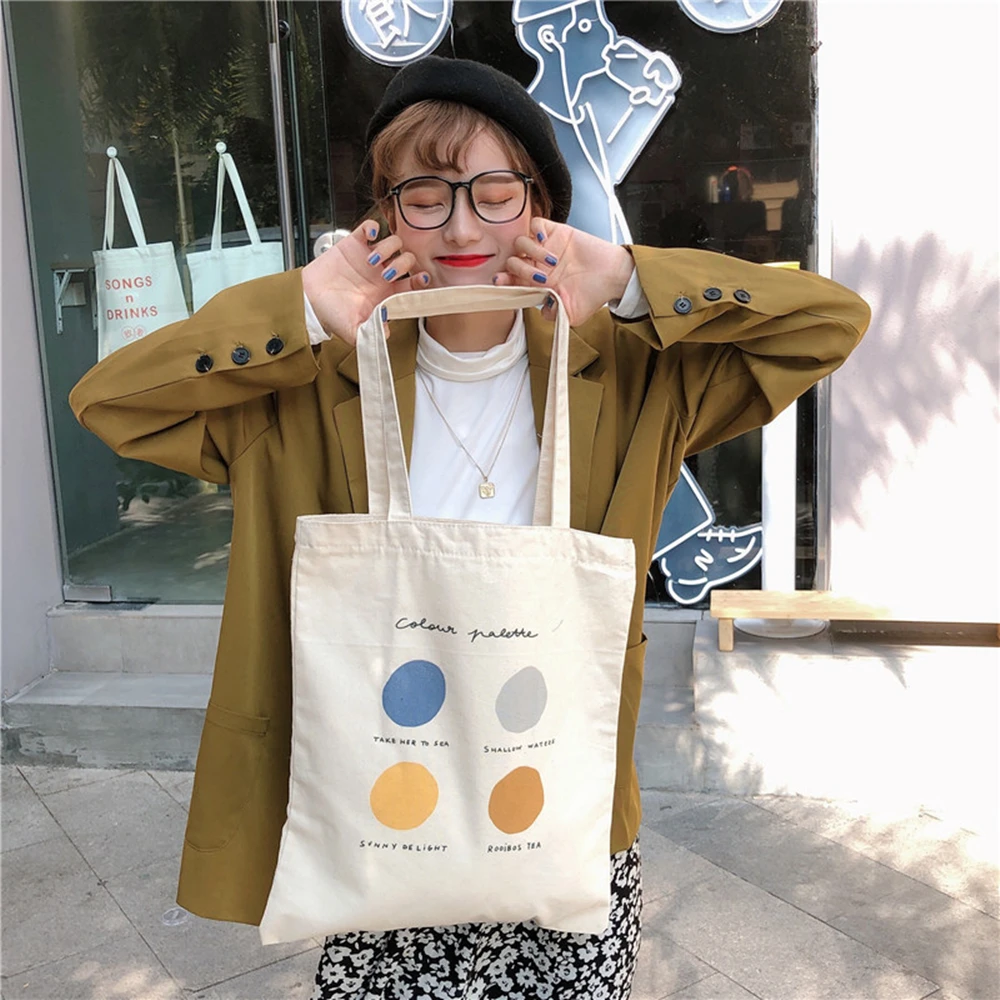 

Women's Shoulder Bag Women's Flower Large Capacity Simple Canvas Handbag Tote Bag Large Capacity Shopping Bag Girl School Bag