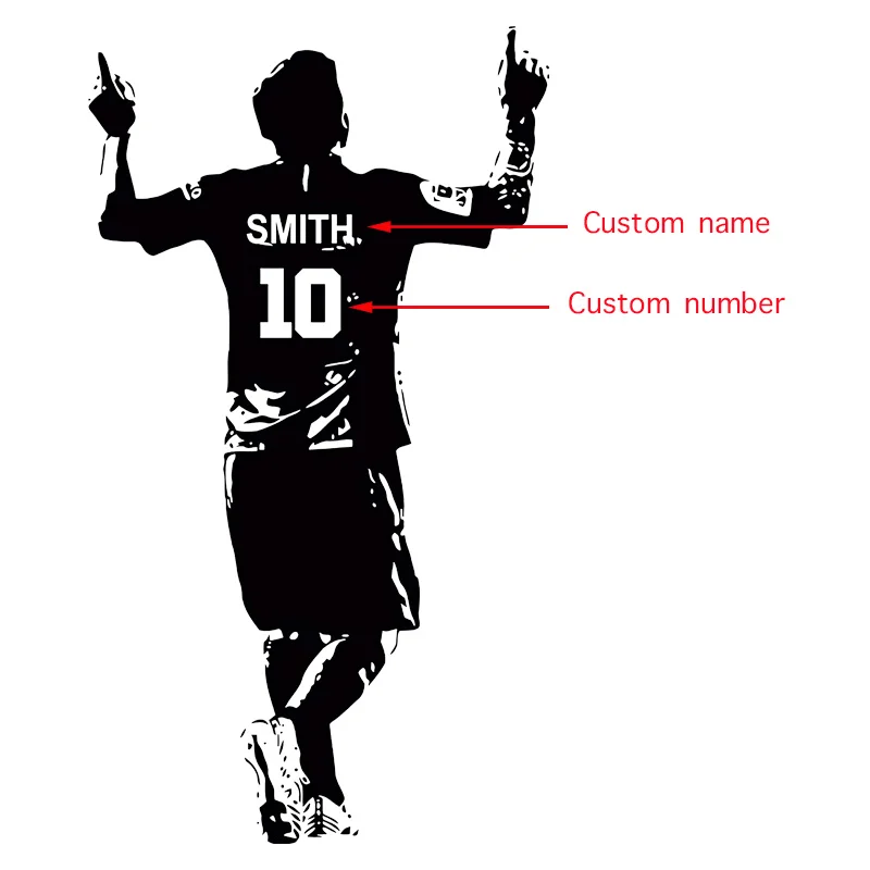 Персонализированная Наклейка на стену с именем и номером для игрока в футбол