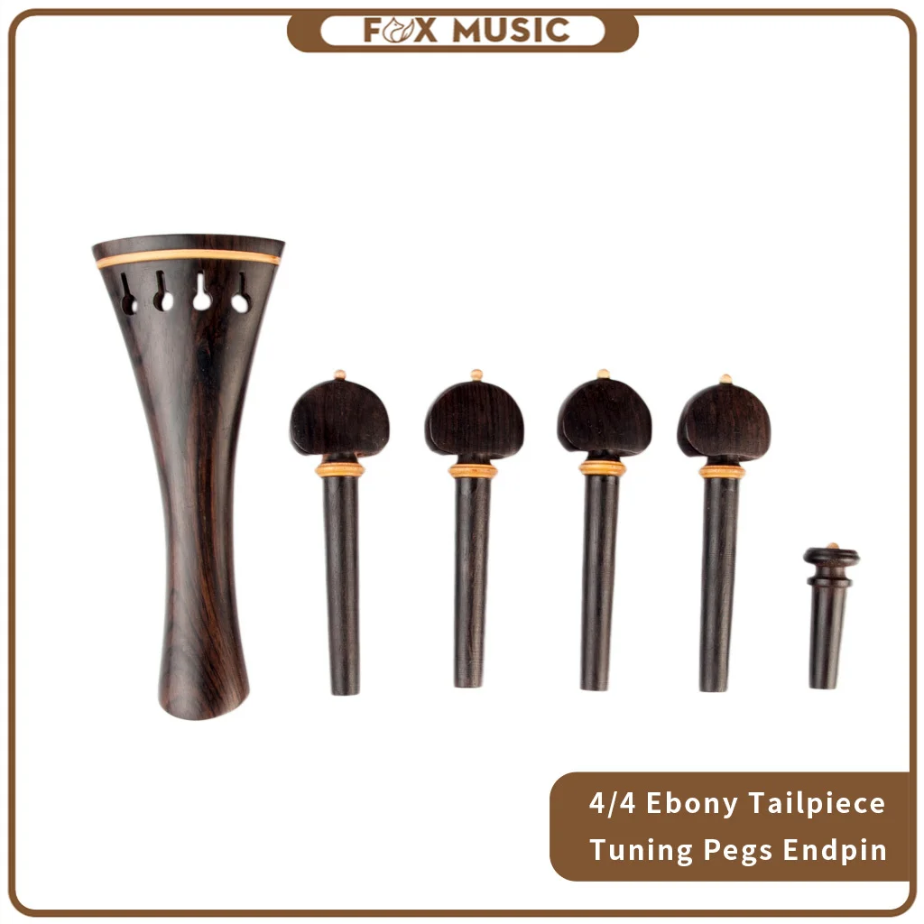 4/4  Tailpiece +Tuning Pegs+Endpin Ebony Wood Violin Fiddle Set Replacement Violin Accessories