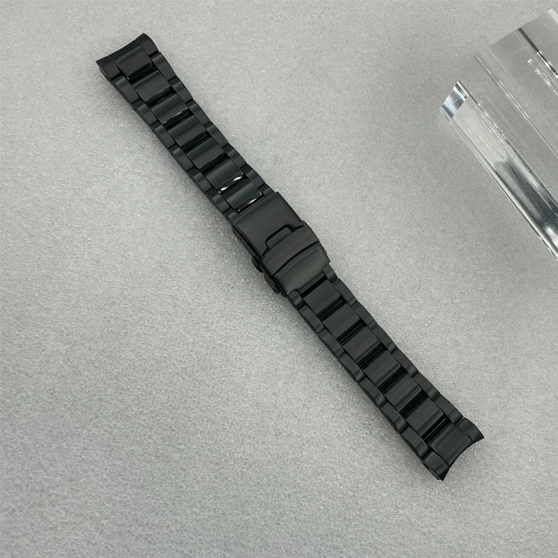 Watch Parts Solid 20mm Width Black PVD Coated Stainless Steel Watch Strap Suitable For SPB185/187 Case Bracelet Replacement