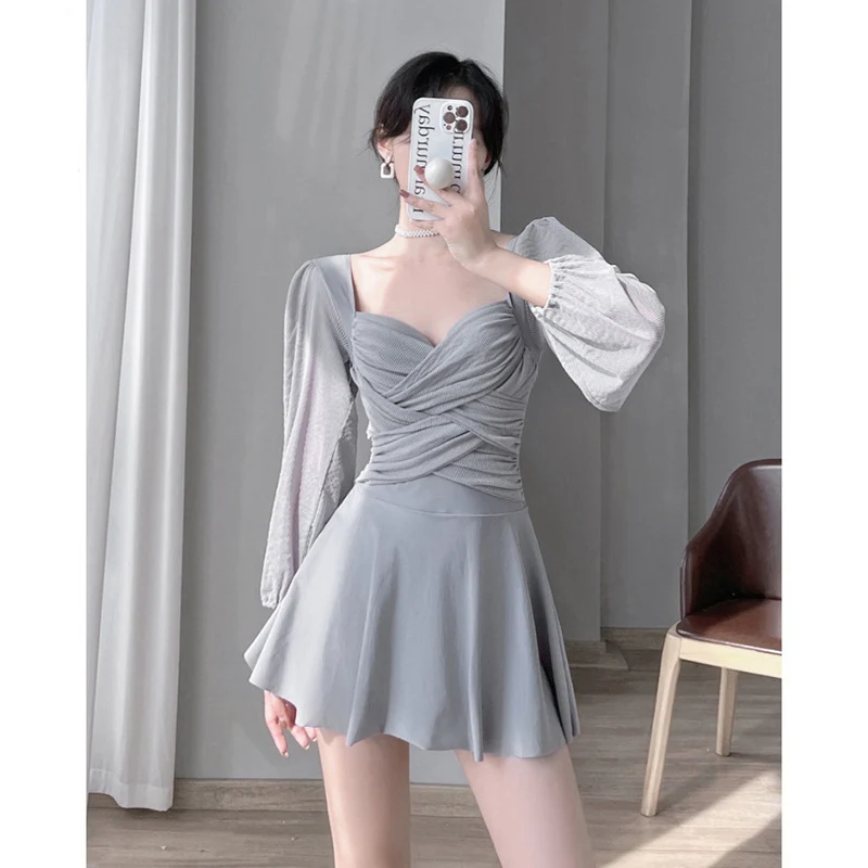 

2023 New Sexy Backless One Piece Swimsuit Skirt Women Fashion Fold Swimwear Push Up Monokini Pad Bathing Suit