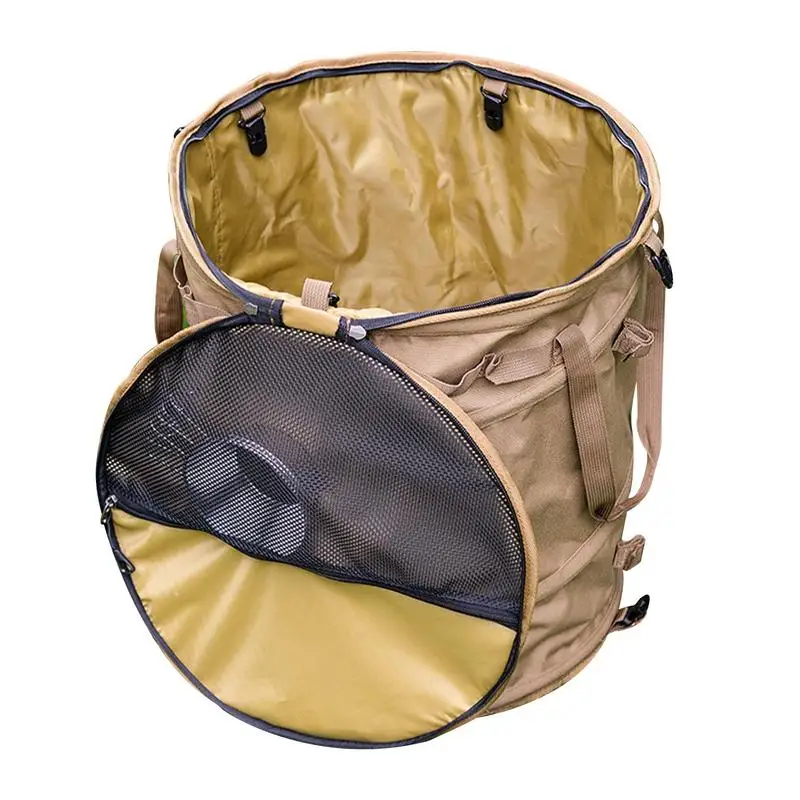 

62L Pop-up Trash Can Collapsible Trash Can For Garbage With Zippered Lid Foldable Garbage Can Camping For Gardening Camping