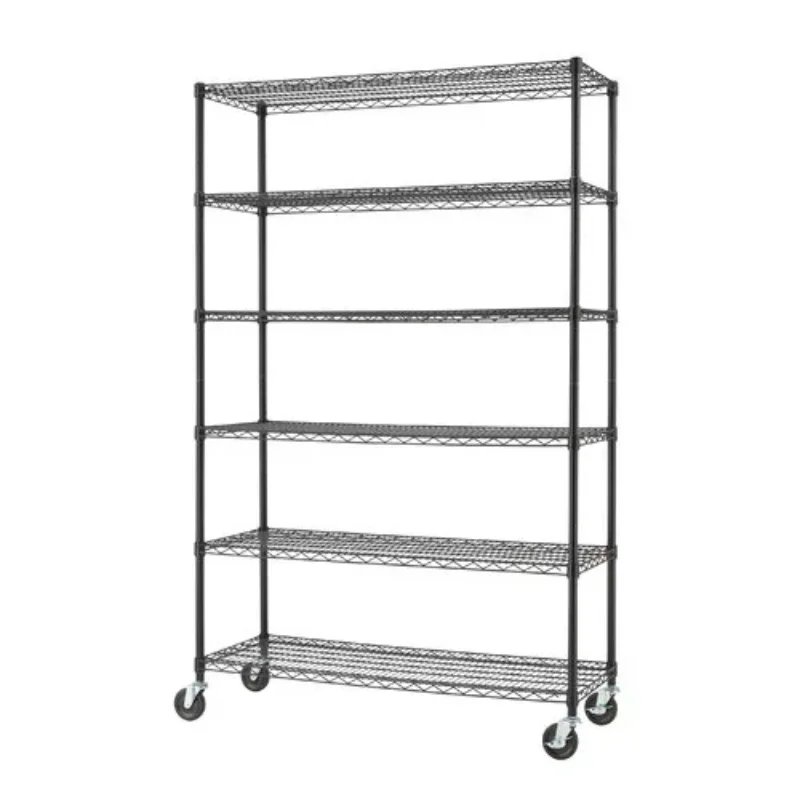 

TRINITY BASICS 48"W x 18"D x 72"H 6-Shelf NSF Wire Shelving Rack With Wheels, 2700 lb Capacity, Black