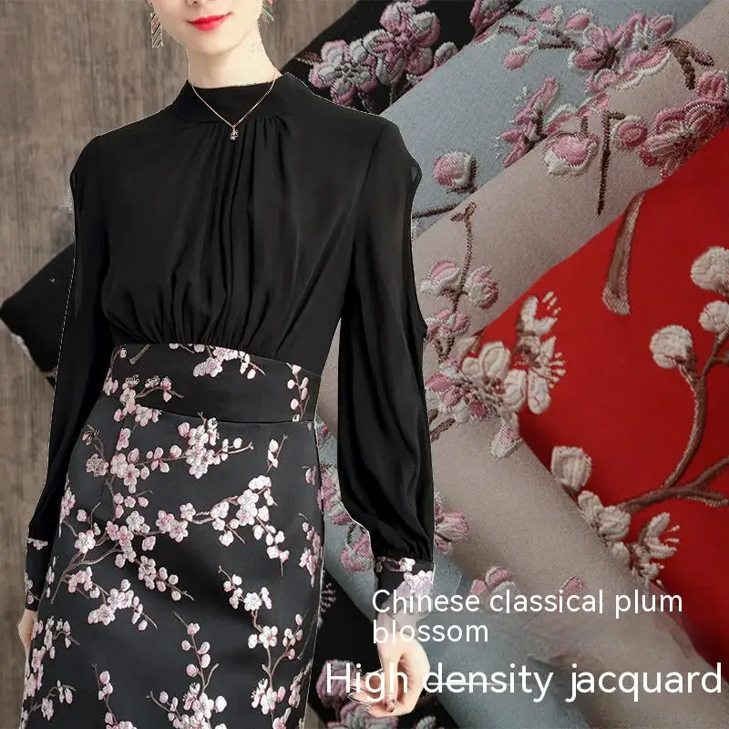 

Chinese Vintage Relief Jacquard Clothing Fabric Autumn Winter for Dress Coat Wholesale Cloth Per Meter for Sewing Diy Material