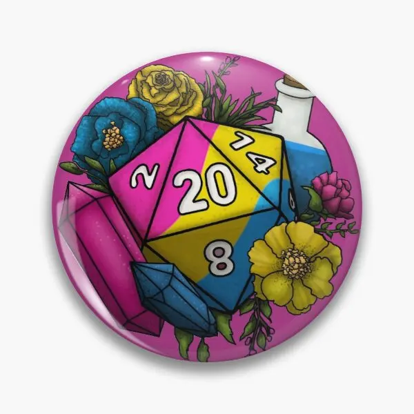 

Pride Pansexual D20 Tabletop Rpg Gaming Customizable Soft Button Pin Jewelry Badge Gift Metal Cute Cartoon Decor Women Creative