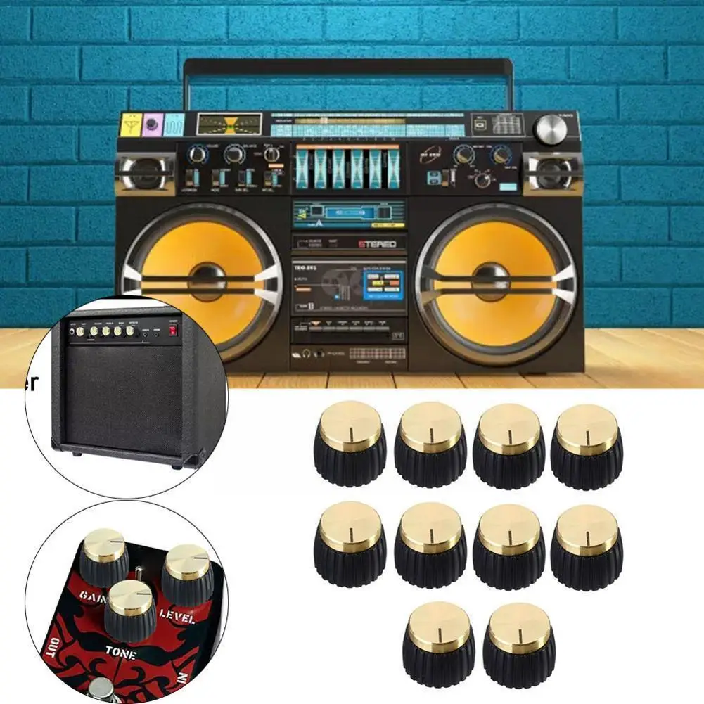 

10Pcs Guitar AMP Amplifier Knobs Push-on Black+Gold for MARSHALL Amplifier G2S8