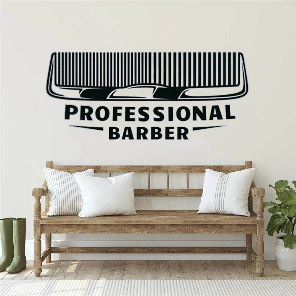 

Barbershop Wall Decals Shop Design Barber Scissors Stickers Shave Haircut Quotes Hair Lover Murals Removable Vinyl Poster HJ1164