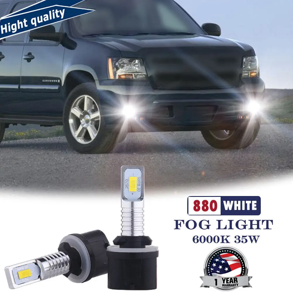 2X 880 LED Fog Light Bulb For Chevrolet Suburban 1500 2500 Tahoe 6000K White